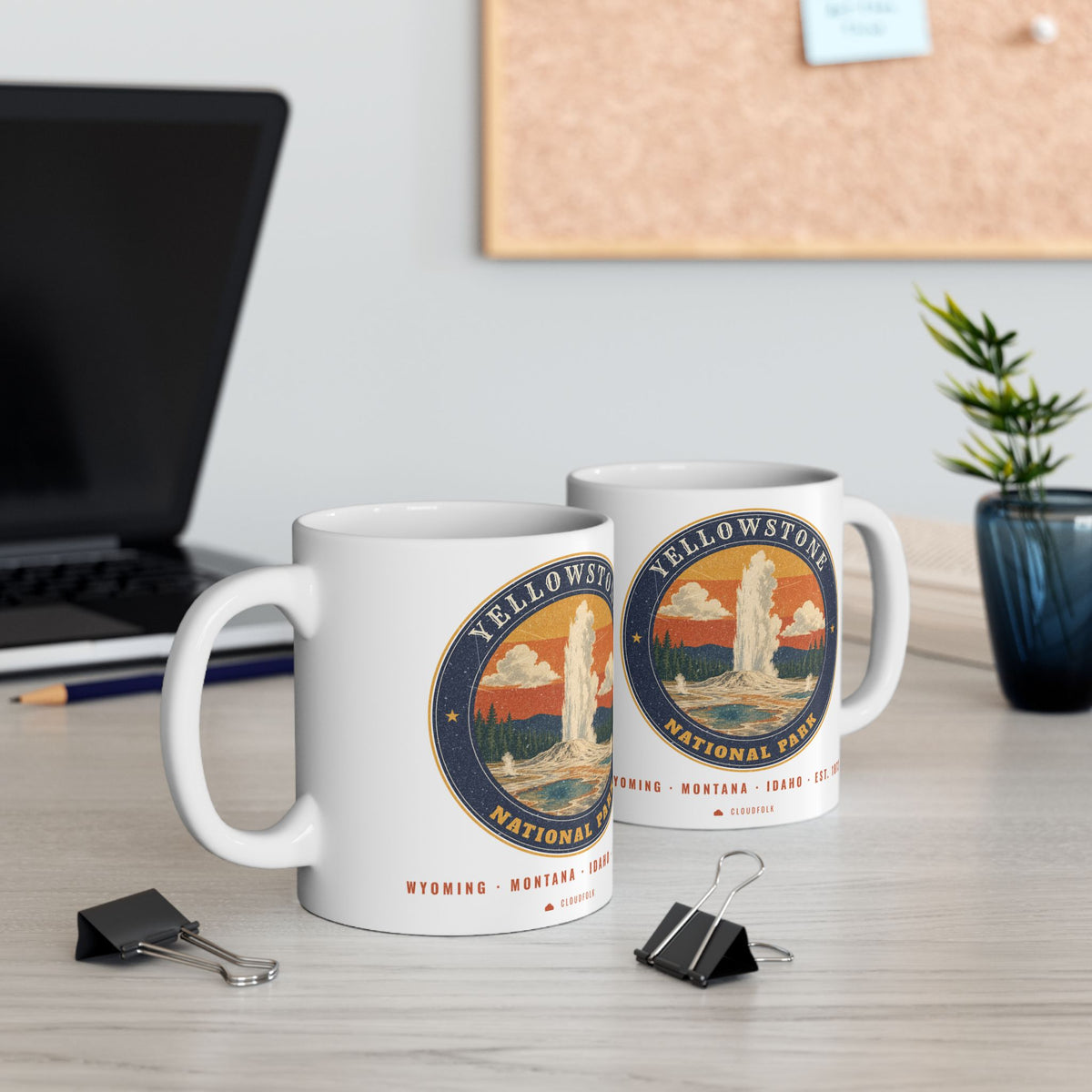 Yellowstone National Park Mug – Vintage Geyser Basin 11oz Coffee Mug – Emblem