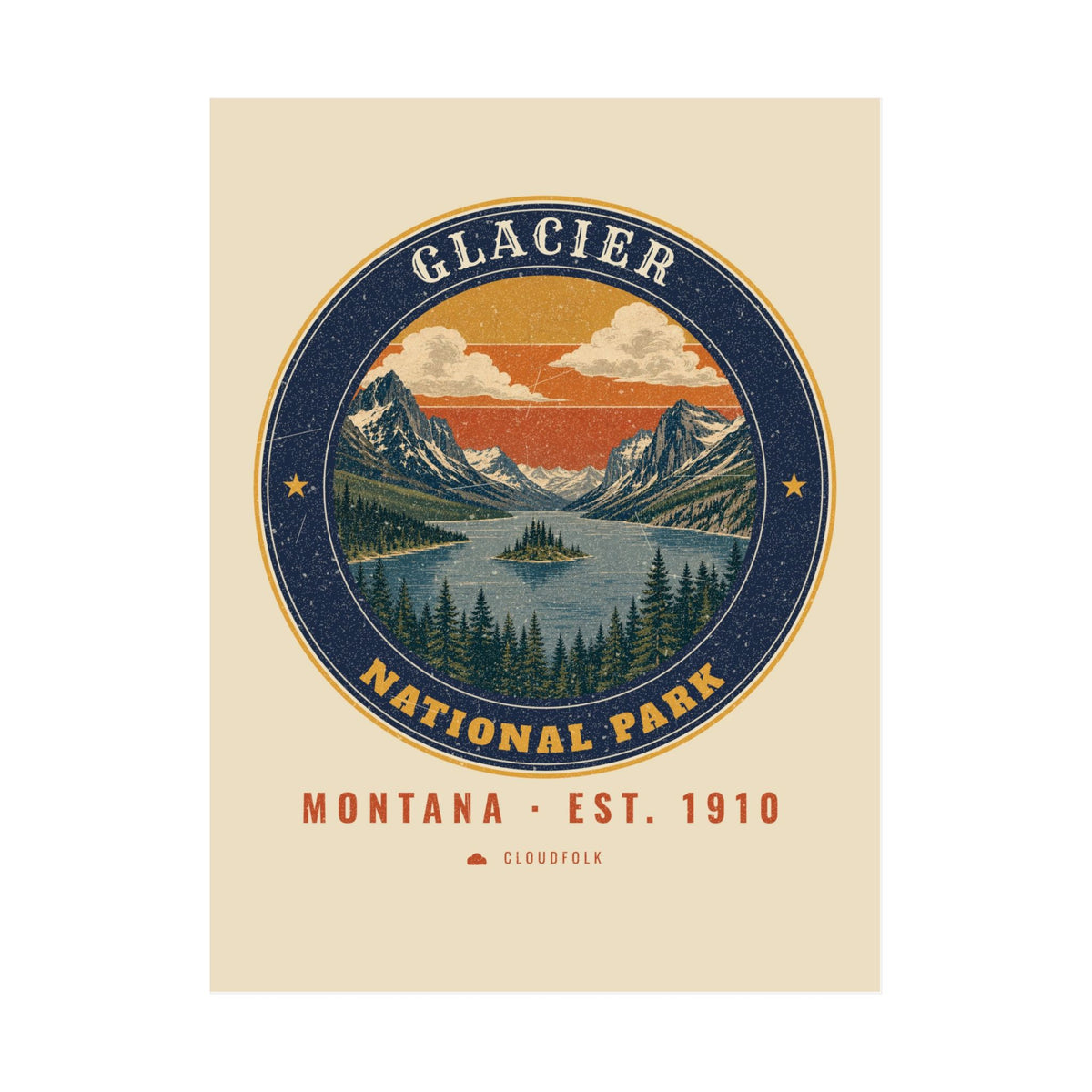 Glacier National Park Poster – Vintage St. Mary Lake 18x24 Art Print – Emblem