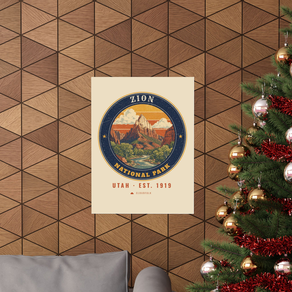 Zion National Park Poster – Vintage The Watchman 18x24 Art Print – Emblem