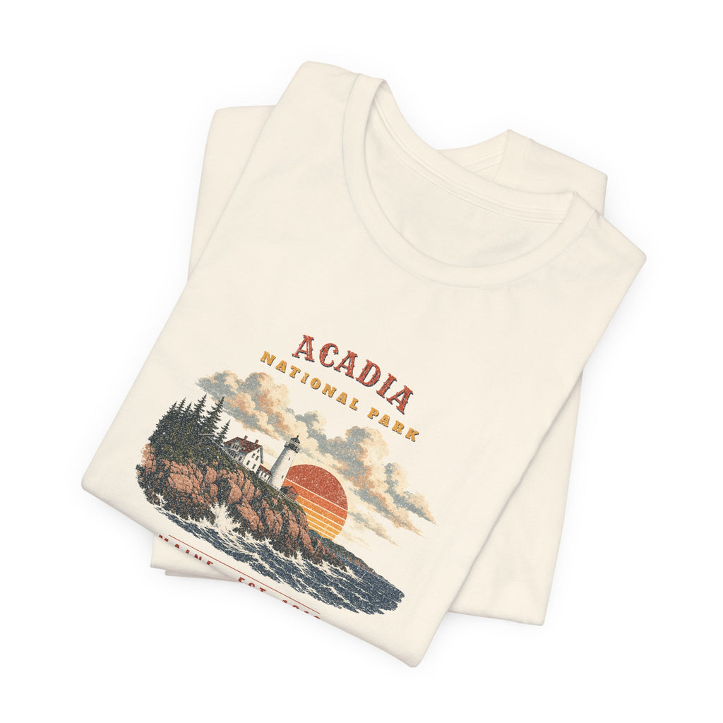Acadia National Park T-Shirt – Vintage Lighthouse Coast Tee – Landscape