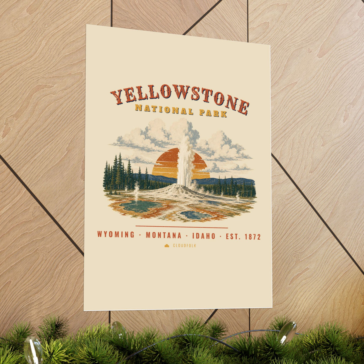 Yellowstone National Park Poster – Vintage Geyser Basin 18x24 Art Print – Landscape