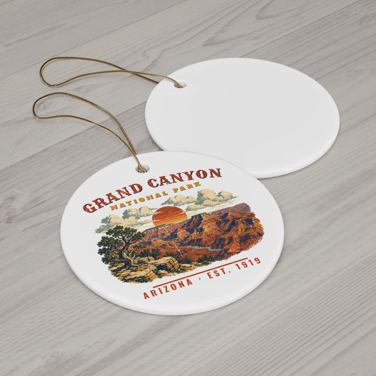 Grand Canyon National Park Ornament – Vintage South Rim Ceramic Christmas Ornament – Landscape