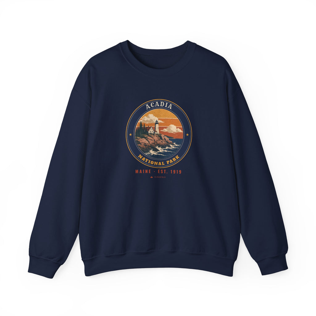 Acadia National Park Sweatshirt – Vintage Lighthouse Coast Crewneck – Emblem
