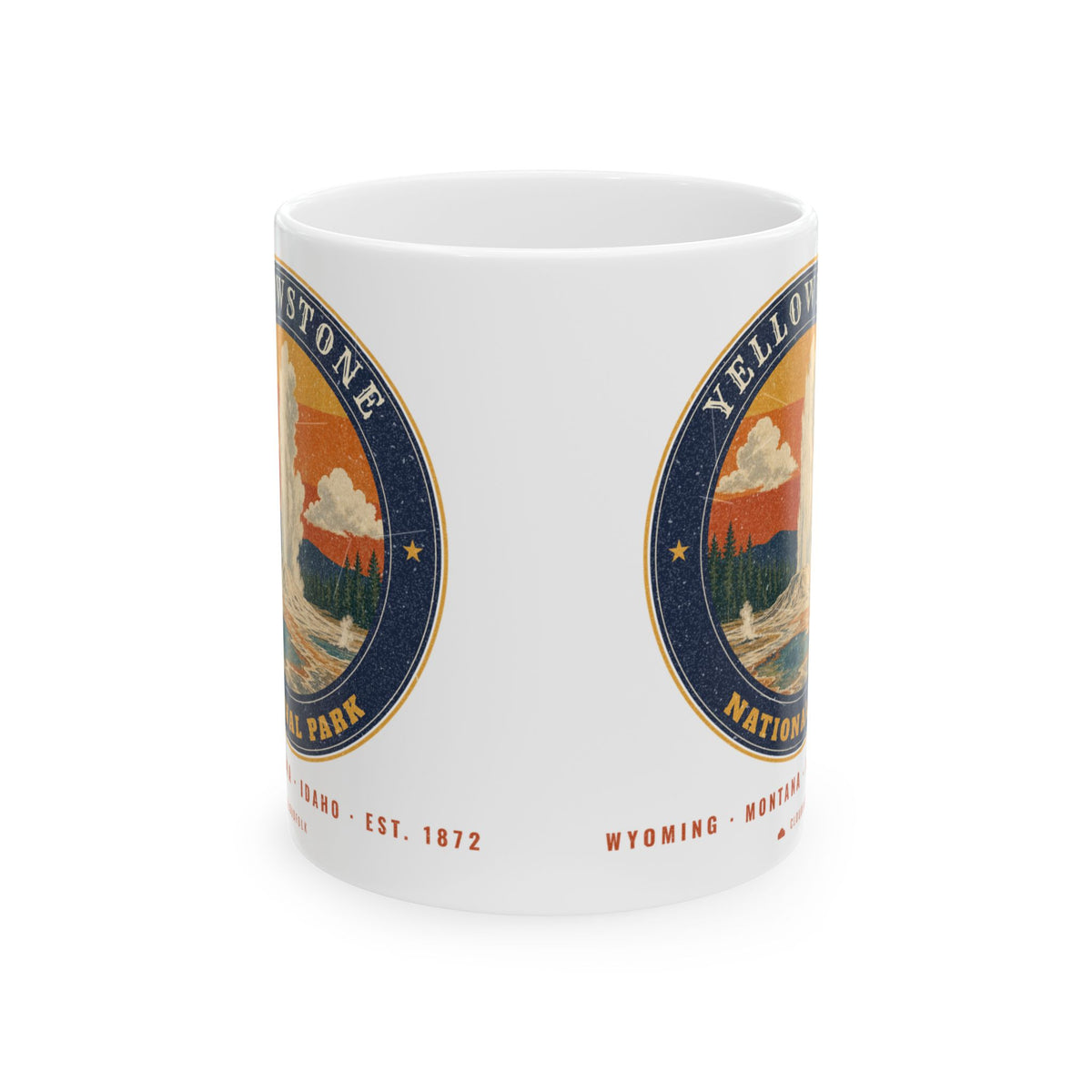 Yellowstone National Park Mug – Vintage Geyser Basin 11oz Coffee Mug – Emblem