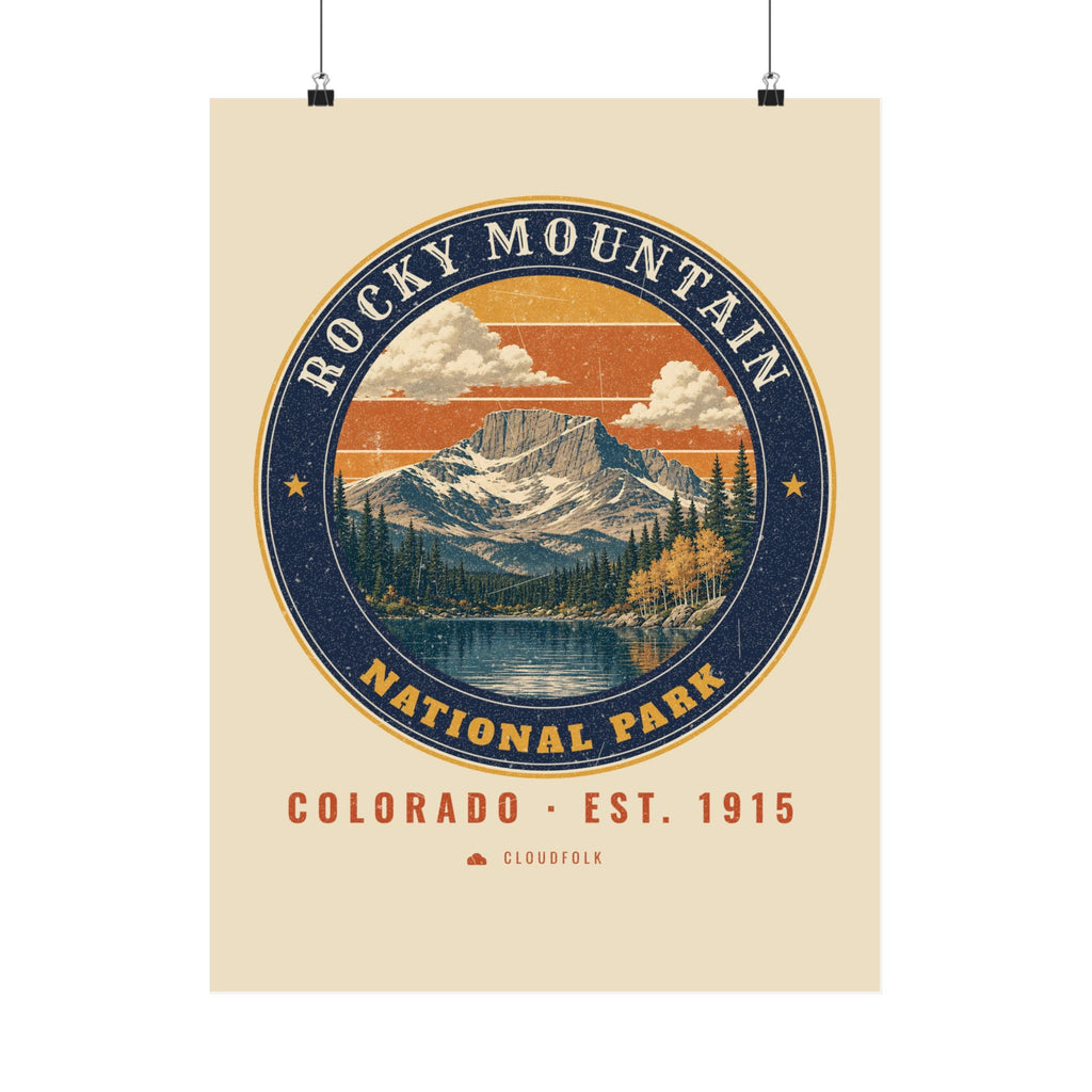 Rocky Mountain National Park Poster – Vintage Longs Peak 18x24 Art Print – Emblem