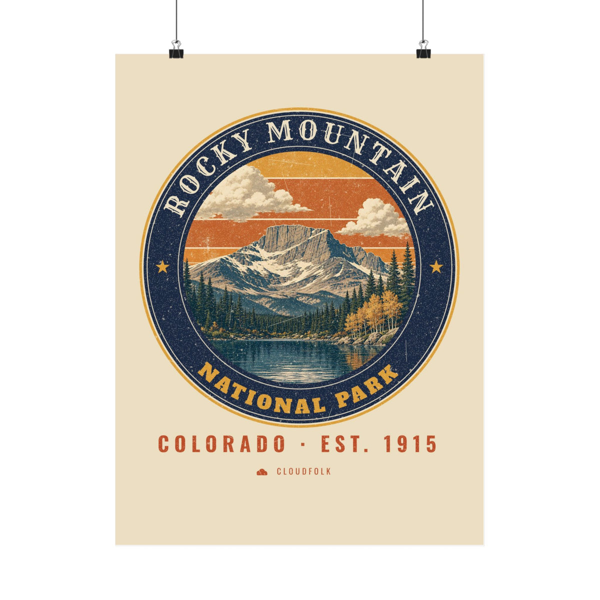 Rocky Mountain National Park Poster – Vintage Longs Peak 18x24 Art Print – Emblem