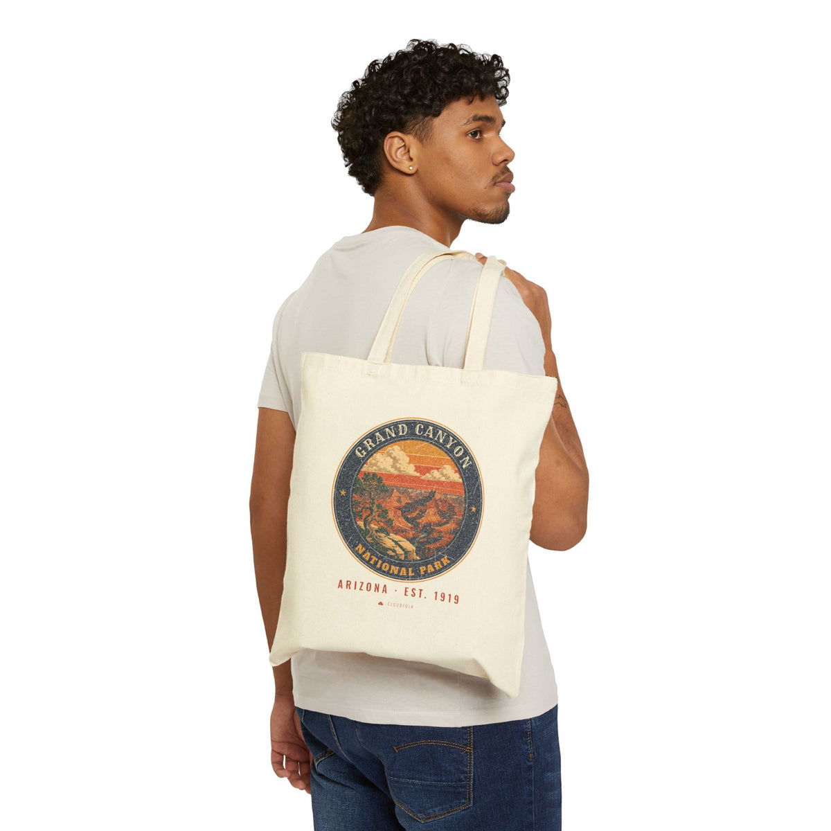 Grand Canyon National Park Tote Bag – Vintage South Rim Natural Canvas Tote – Emblem