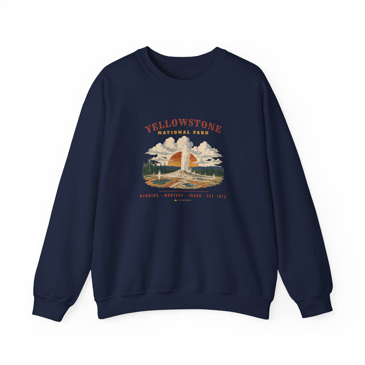 Yellowstone National Park Sweatshirt – Vintage Geyser Basin Crewneck – Landscape